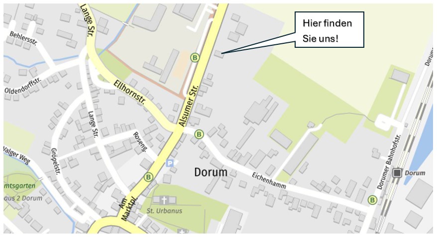 Lageplan: Anfahrt zum Büro der IGKR GmbH in Dorum, Alsumer Straße 32