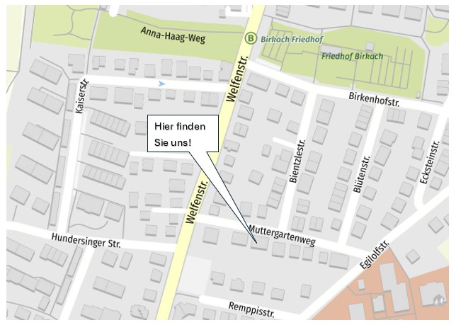 Lageplan: Anfahrt zum Büro der IGKR GmbH in Stuttgart, Muttergartenweg 8